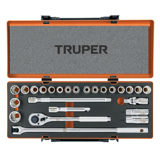 [DAD-TRU-13938] JUEGO DE DADOS MALETIN 25 PZAS. DE 1/2" MOD. JD-1/2 X 26MP REF.13938 MARCA TRUPER