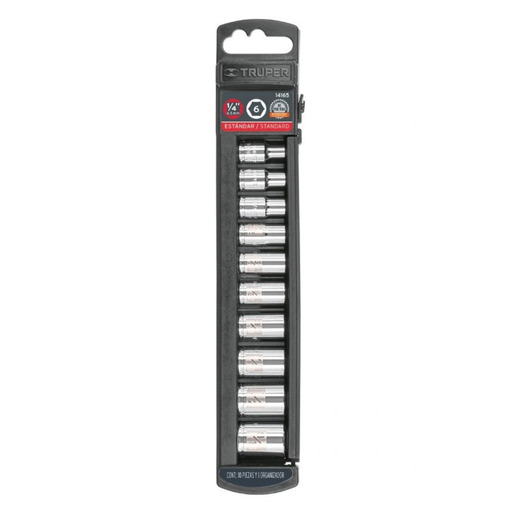 [DAD-TRU-14165] JUEGO DE AUTOCLET / DADOS DE 1/4"X 10 PZAS STD MOD. 14165 MARCA TRUPER