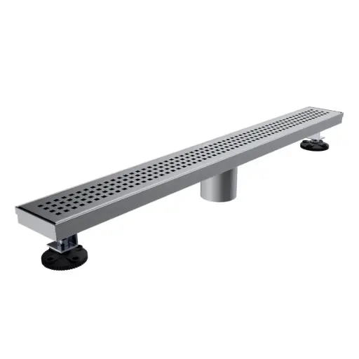 [DES-NOV-NVDES0065] REJILLA RECTANGULAR / DESAGUE LINEAL 60 CM SERIE SQUARE DOTTS (PERF) ACERO INOX POLISHED / GRIS NOVA