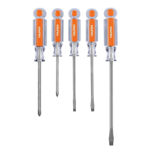 [DES-TRU-14137] JUEGO DE DESTORNILLADORES 5 PZAS MANGOS DE ACETATO MOD.DTJ-5 REF.14137 MARCA TRUPER
