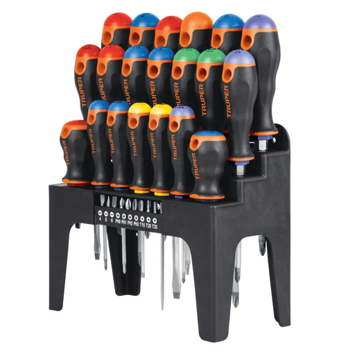 [DES-TRU-14195] JUEGO DE DESTORNILLADORES 20 PIEZAS + 10 PUNTAS TOTAL 30 PZAS MOD- SET-30X REF. 14195 MARCA TRUPER