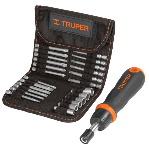 [DES-TRU-18219] DESTORNILLADOR DE PUNTAS INTERCAMBIABLES TIPO RATCHET DE 24 PZAS MOD. JDM-26 REF. 18219 MARCA TRUPER