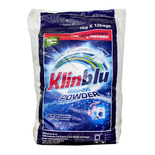 [DET-KLI-KL1000] DETERGENTE EN POLVO SACO DE 12 KG ( 12 UND X 1000 GR) REF. KL1000 MARCA KLINBLU