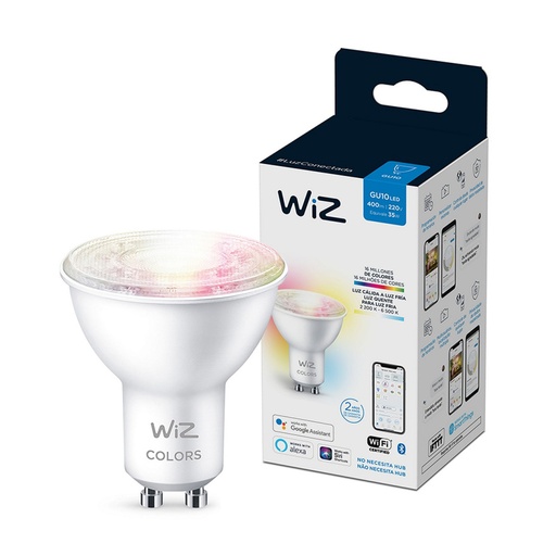 [DIC-WIZ-GU-RGB] BOMBILLO DICROICO SMART GU10 RGB DIMEABLE 16 MM COLORES 4.9 W COD. 929002447212 MARCA WIZ