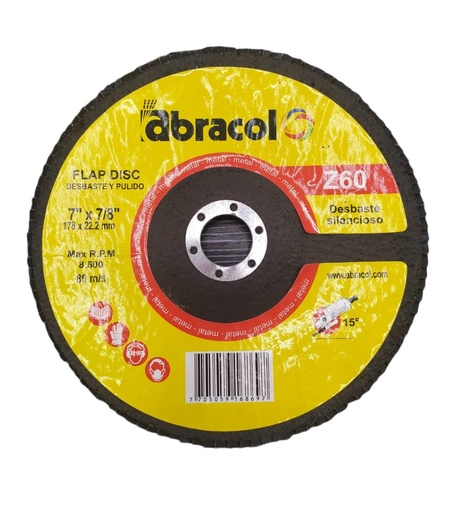 [DIS-ABR-FDISC-460] DISCO DE LIJA DE 4 1/2" X 7/8" GRANO 60 T29 REF. FDISCO-460 COD. 168703 MARCA ABRACOL
