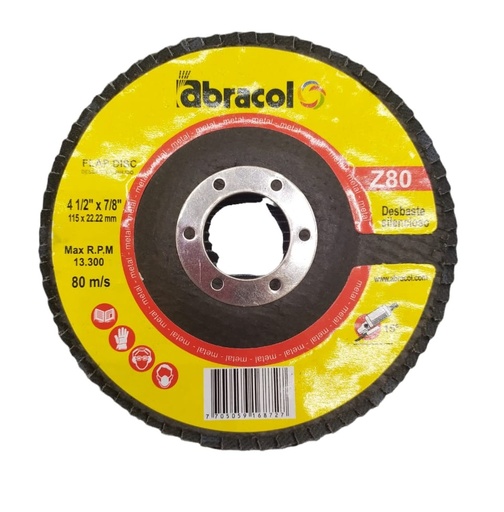 [DIS-ABR-FDISC-480] DISCO DE LIJA DE 4 1/2" X 7/8" GRANO 80 T29 REF. FDISCO-480 COD. 168727 MARCA ABRACOL
