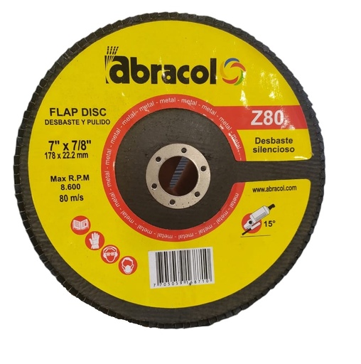 [DIS-ABR-FDISC-780] DISCO DE LIJA DE 7 " X 7/8" GRANO 80 T29 REF. FDISCO-780 COD. 168710 MARCA ABRACOL