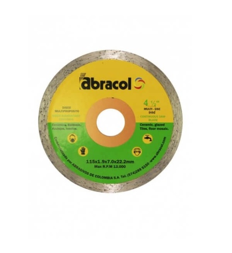 [DIS-ABRA-DDIAMT-4CM] DISCO DE CORTE DIAMANTADO CONTINUO 4 1/2" X 7 MM REF.DDIAMT-4CM COD. 021626 MARCA ABRACOL