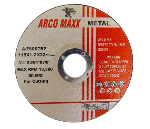 [DIS-ARC-4.1EX] DISCO DE CORTE EXTRAFINO DE 4 1/2" X 3/64" X 7/8" (CAJA DE 50 UND) MARCA ARCO MAXX