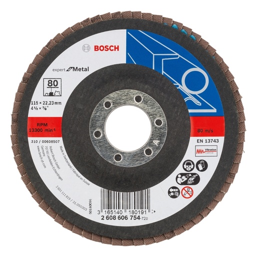 [DIS-BOS-606754] DISCO FLAP 4 1/2" X 7/8" GRANO 80 REF. 606754 / 879265 MARCA BOSCH