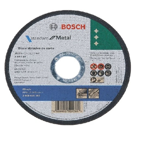 [DIS-BOS-619383] DISCO DE CORTE EXTRA FINO P/ METAL -ACERO INOX. DE 4.1/2 X 3 .64" (1 MM) REF. 524764 MARCA BOSCH
