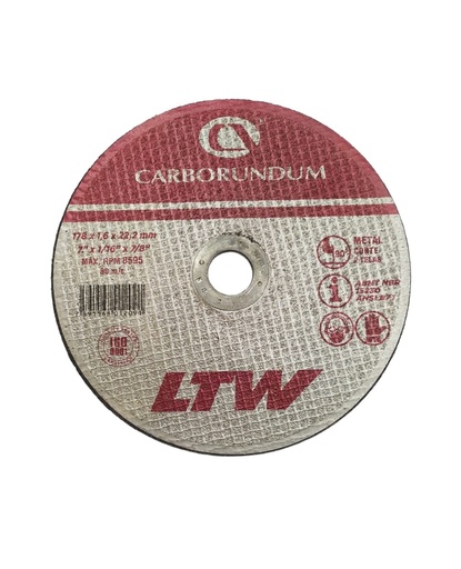 [DIS-CAR-012091] DISCO DE CORTE METAL LTW 7" X 1/16" X 7/8" ( 178 x 1.60 x 22,20 MM) REF. 012091 MARCA CARBORUNDUM