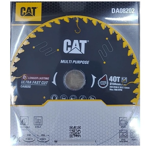 [DIS-CAT-DA08202] DISCO DE SIERRA CIRCULAR 7 1/4" 40 DIENTES REF. DA08202 MARCA CAT