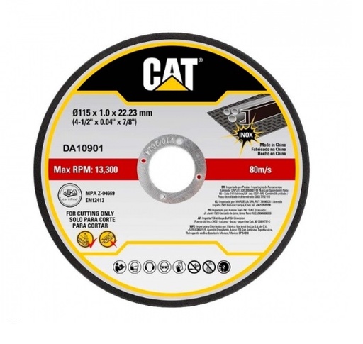 [DIS-CAT-DA10901] DISCO DE CORTE METAL 4 1/2" X 1/25" X 7/8" ( PAQ. 10 UNDS) CONTIENE DA10115 REF.DA10901/ 896430 CAT