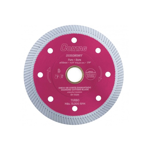 [DIS-COR-60349] DISCO DE DIAMANTE CORTE TURBO DUROKORT 4 1/2" 115X22,2 MM P/CERAMICA ALTA DUREZA REF. 463491 CORTAG