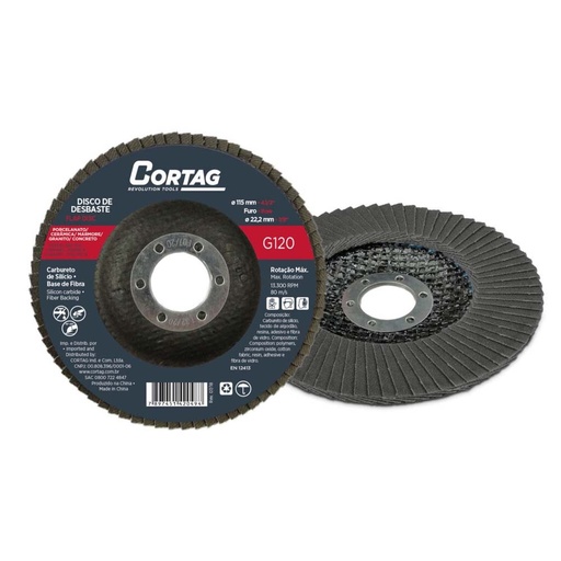 [DIS-COR-62050] DISCO DE PULIDO FLAP BASE DE FIBRA 115 MM GRANO 120 CS-BF REF. 62050 CORTAG RT