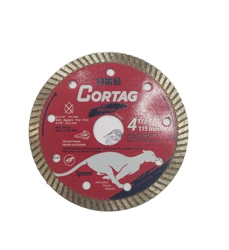 [DIS-COR-62214] DISCO DE DIAMANTE CORTE TURBO MARMOL SPEED 4.1/2" X 7/8" REF. 62214 / 422146 MARCA CORTAG RT