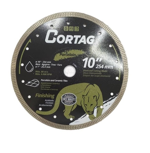 [DIS-COR-62223] DISCO DE DIAMANTE CORTE TURBO PORCELANA FINISHING 10" X 7/8" REF. 62223/ 422238 MARCA CORTAG RT