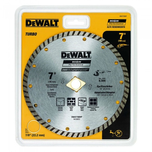 [DIS-DEW-47700HP] DISCO DE DIAMANTE CORTE RANURADO 7" REF. DW47700HP MARCA DEWALT