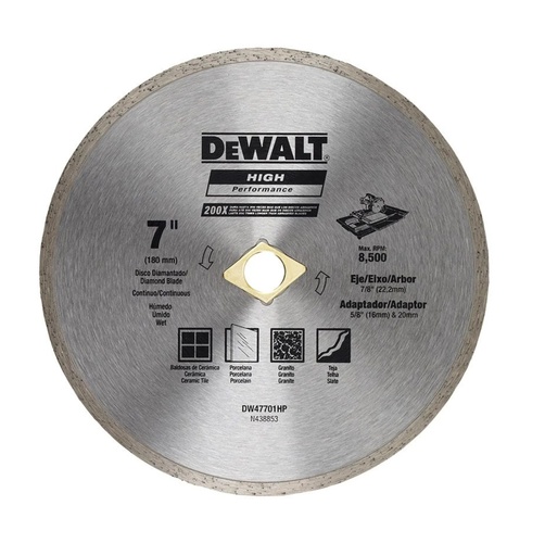 [DIS-DEW-47701L] DISCO DE DIAMANTE CORTE CONTINUO 7" REF. DW47701L MARCA DEWALT