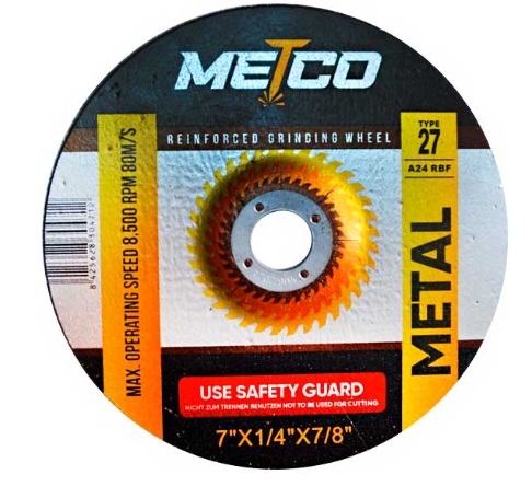 [DIS-MET-010202] DISCO DE DESBASTE 7" X 1/4" X 7/8" SPEED 8.500 RPM REF. 304712 MARCA METCO (259756)