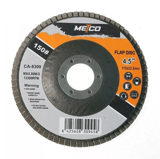 [DIS-MET-010605] DISCO FLAP 4,50" GRANO 150 13.300 RPM REF. 309458 MARCA METCO