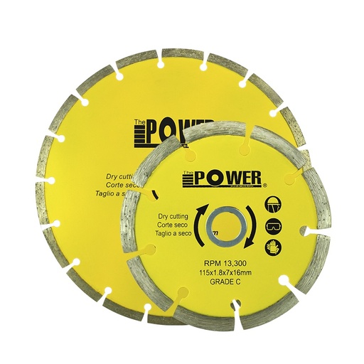 [DIS-POW-007] DISCO DE CORTE SECO DIAMANTADO SEGMENTADO 7" / 180 X 2.0 X 22.23 MM GRADE C REF. 007 MARCA POWER