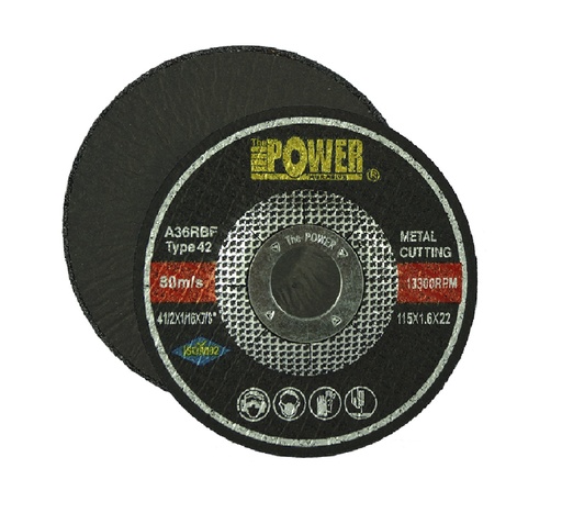 [DIS-POW-058] DISCO DE CORTE METAL DCR 7" X 1/16" X 7/8" 180 X 1.6 X 22 MM A36RBF REF. 058 MARCA POWER