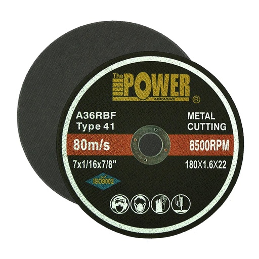 [DIS-POW-254] DISCO ABRASIVO FLEX 7" X 7/8" 180 X 22 MM P-80 REF.254 MARCA POWER