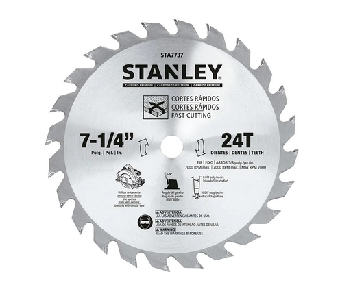 [DIS-STA-STA7737] DISCO DE SIERRA CIRCULAR 7 1/4" 24 DIENTES REF. STA7737 MARCA STANLEY