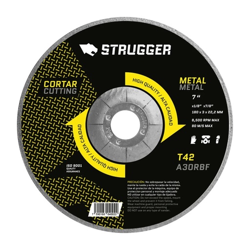 [DIS-STR-8004002] DISCO DE CORTE DE 7" X 1/8" X 7/8" PARA ACERO AL CARBON REF. 8004002 MARCA STRUGGER