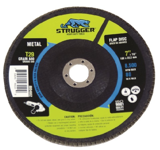 [DIS-STR-8004602] DISCO DE LIJA (FLAP DISC) DE 7" X 7/8" GRANO 80 T29 REF. 8004602 MARCA STRUGGER