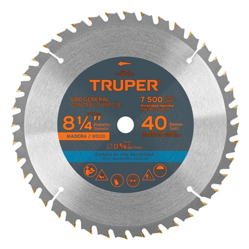 [DIS-TRU-18303] DISCO DE SIERRA CIRCULAR P/MADERA DE 8 1/4" 40 DIENTES MOD.ST-840 REF. 18303 MARCA TRUPER