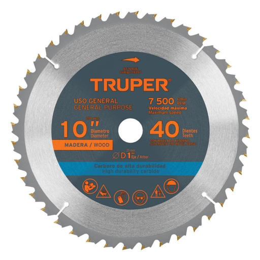 [DIS-TRU-18307] DISCO DE SIERRA CIRCULAR P/MADERA 10" X 1" 40 DIENTES MOD.ST-1040E REF.18307 MARCA TRUPER