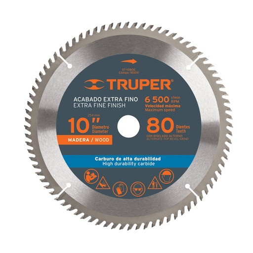 [DIS-TRU-18308] DISCO DE SIERRA CIRCULAR P/MADERA 10" X 1" 60 DIENTES MOD.ST-1060E REF.18308 MARCA TRUPER