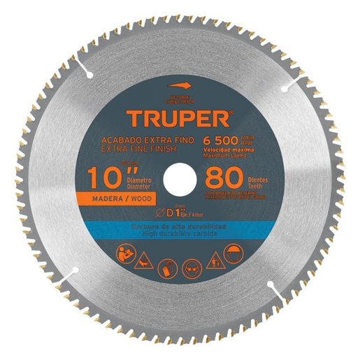 [DIS-TRU-18309] DISCO DE SIERRA CIRCULAR P/MADERA 10" X 1" 80 DIENTES MOD.ST-1080E REF.18309 MARCA TRUPER