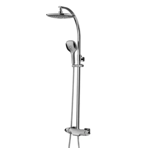 [DUC-BAR-DUC.08.02] BARRA DE DUCHA TERMOSTATICA C/BOTON BLOQUEO 38° FOGLIA CHROME / ACERO INOX REF. DUC.08.02 BARI