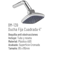 [DUC-BM-139] CABEZAL DUCHA / REGADERA CUADRADA C/ TUBO SERIE ECONOMICA ABS LINEA BOUMAC REF. BM-139 MARCA BM