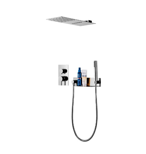 [DUC-KUB-KU-9002] PANEL DE DUCHA / MEZCLADORES EMPOT DUCHA EXTRA PLANA + DUCHA TELEFONO + REPISA CROMADO MARCA KUBO