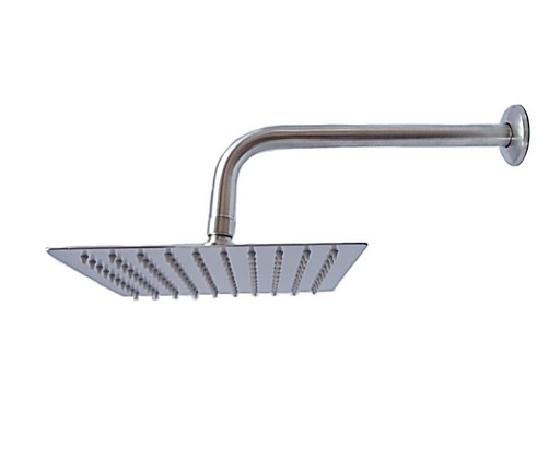 [DUC-OME-CD-HLFL8] DUCHA CUADRADA ULTRA DELGADA 8" ACERO INOXIDABLE C/TUBO 40 CM REF. CD-HLFL8 MARCA OMEGA