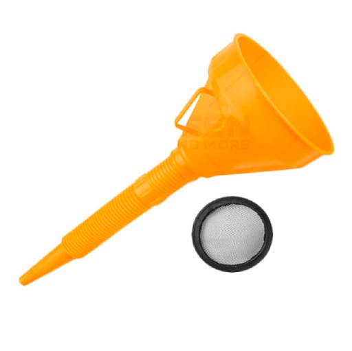 [EMB-TOL-65230] EMBUDO DE PLASTICO CON PICO FLEXIBLE + FILTRO A.INOX REF. 65230 MARCA TOLSEN