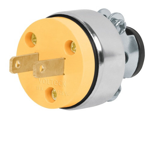 [ENC-VOL-46200] ENCHUFE MACHO 2 POLOS C/ABRAZ 125V CORRIENTE 15 A MOD. CLI-S REF. 46200 MARCA VOLTECK