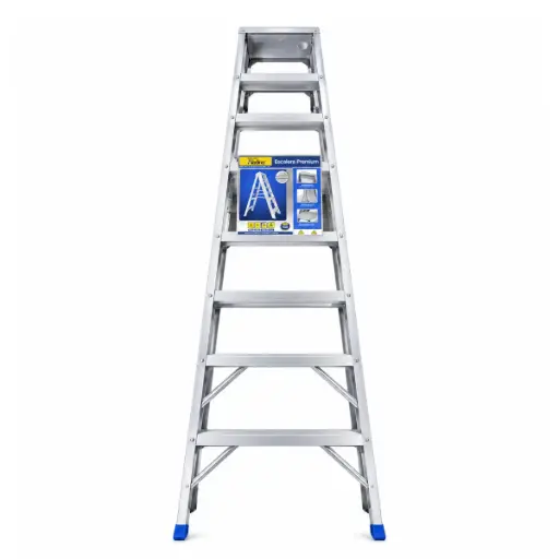 [ESC-ALA-C008] ESCALERA TIPO TIJERA ALUMINIO PREMIUM 8 TRAMOS 240 CM X 30 CM CAP. 200 KG REF. C008 MARCA ALADINO