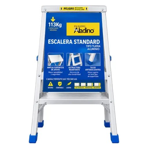 [ESC-ALA-CV02] ESCALERA TIPO TIJERA ALUMINIO STANDARD 2 TRAMOS 60 CM X 30 CM REF. CV02 MARCA ALADINO