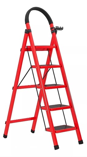 [ESC-ALA-EDA5] ESCALERA ACERO PLEGABLE DOMESTICA 5 TRAMOS 43 CM X 83 CM X 155 CM REF. EDA5 MARCA ALADINO