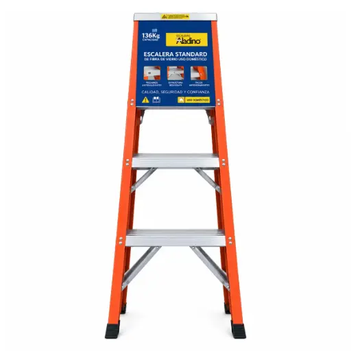 [ESC-ALA-F004] ESCALERA FIBRA DE VIDRIO INDUSTRIAL TIJERA 4 TRAMOS 120 X 45 CM CAP. 250 KG REF. F004 MARCA ALADINO
