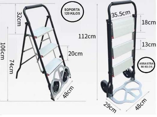 [ESC-TAJ-232106] ESCALERA DE ALUMINIO TIPO TIJERA DE 3 TRAMOS / CARRETILLA (DOS FUNCIONES) REF. 232106 MARCA TAJANARA