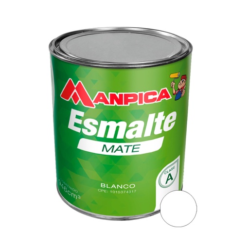[ESM-MAN-SES-101-04] ESMALTE ( MATE ) PREMIUM TIPO A COLOR BLANCO 1/4 GL REF. SES-101-04 MARCA MANPICA