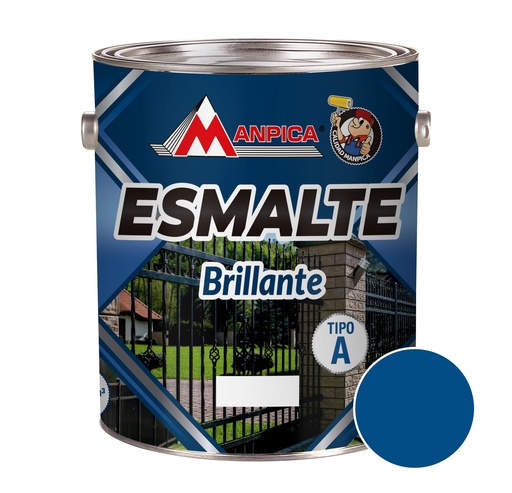 [ESM-MAN-SES-404-04] ESMALTE BRILLANTE PREMIUN TIPO A COLOR AZUL MEDIO 1/4 GL REF. SES-404-04 MARCA MANPICA
