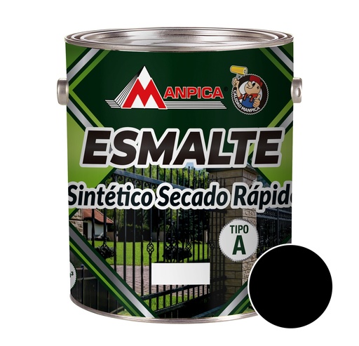 [ESM-MAN-SES-802-04] ESMALTE SINTETICO SECADO RAPIDO COLOR NEGRO 1/4 GL REF. SES-802-04 MARCA MANPICA